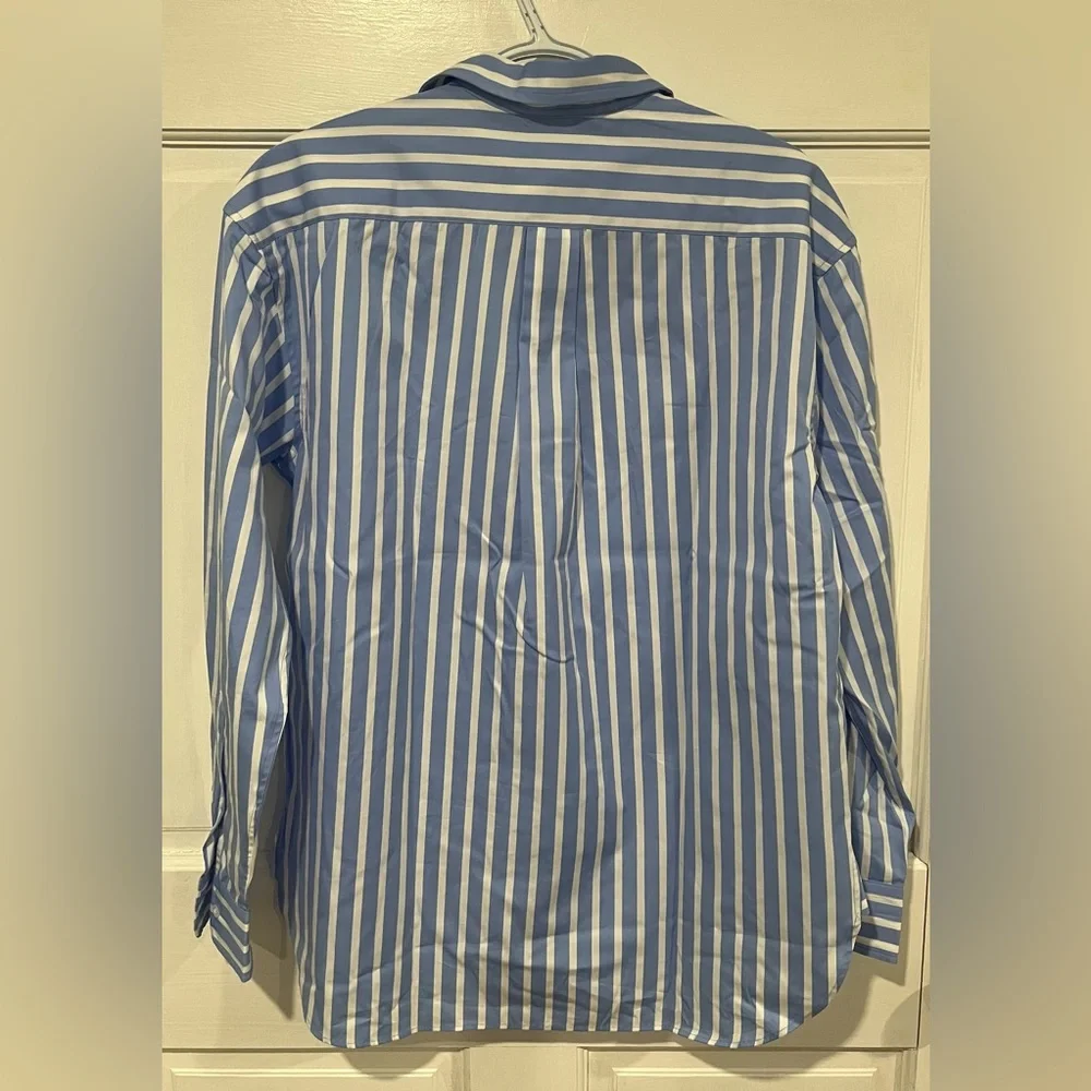 Polo Ralph Laurent Relaxed Fit Striped Cotton Shirt | Blue/White Stripe | size 8 - Picture 5 of 11